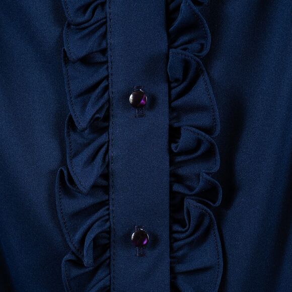 Vintage 70s Mardi Modes Navy blue buttons down shirt size 12/M - Picture 4 of 6